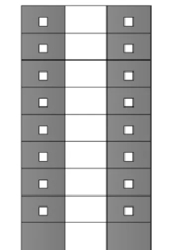 Gambar 2.5.  Dinding geser dengan bukaan  2.  Dinding geser berangkai (coupled shearwall)