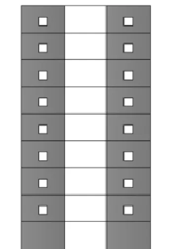 Gambar 2.5.  Dinding geser dengan bukaan  2.  Dinding geser berangkai (coupled shearwall)