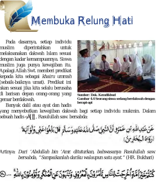 Gambar 4.4 Seorang siswa sedang berdakwah dengan  berapi-api