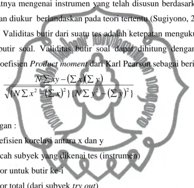 Tabel 3.5. Rangkuman Hasil Uji Validitas Try Out Pertama 