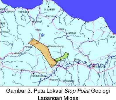 Gambar 3. Peta Lokasi Stop Point Geologi