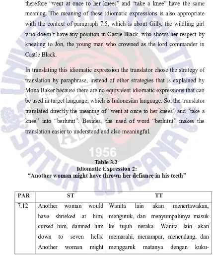 Table 3.2  Idiomatic Expression 2: 