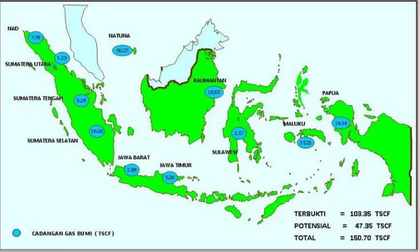 Gambar 3.2 Cadangan Gas alamIndonesia (per 1 Januari 2012)64 