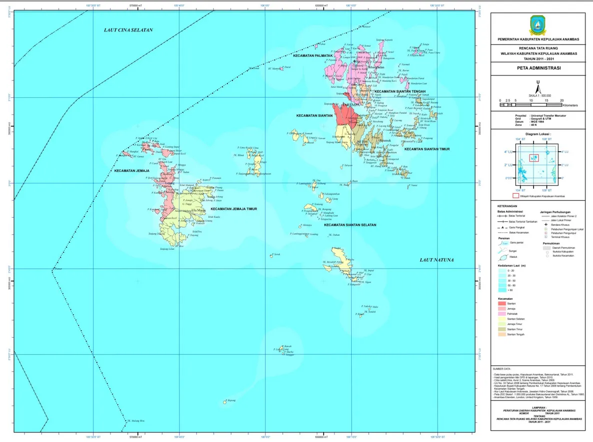 Gambar 2.1 Peta Administrasi Kabupaten Kepulauan Anambas 