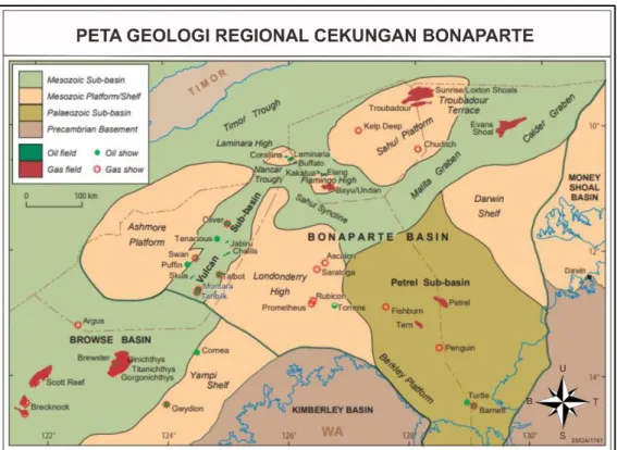 Gambar 2.2 Geologi regional Cekungan Bonaparte (Barret, dkk., 2004). 