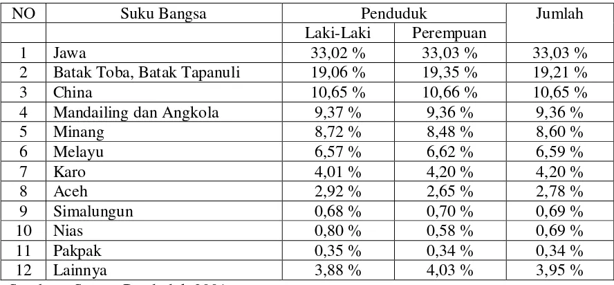 Tabel 1.1. Persentase Penduduk Kota Medan  
