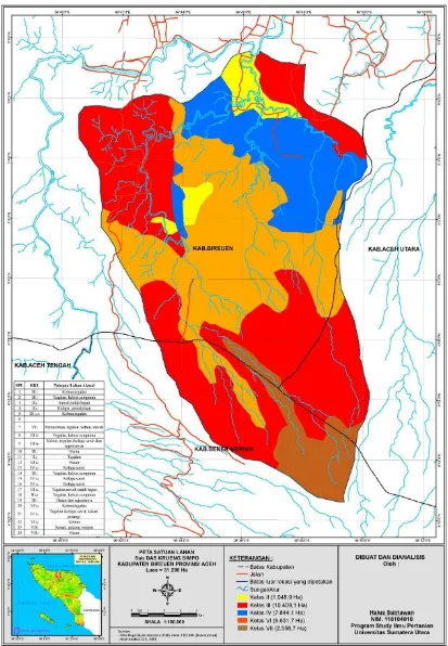 Figure 1. Land capability class and area of land in Krueng Sieumpo watershed