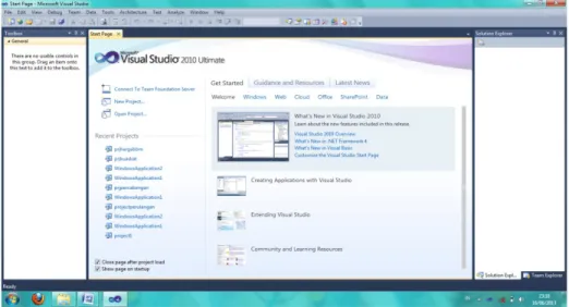 Gambar 2.2 Halaman Startup Visual Basic. Net 2010 