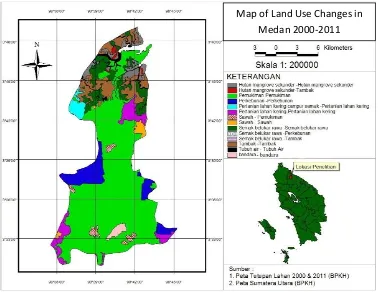 Figure 2:  Map of Land Use Changes in Medan City 