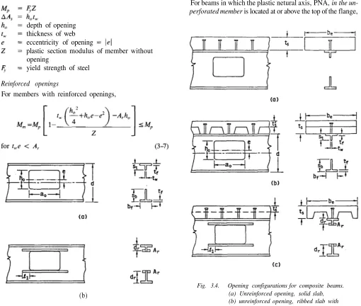 Fig. 3.3. Opening configurations for steel beams, (a) Unrein-forced opening, (b) reinforced opening.