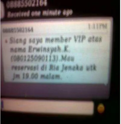 Gambar 3 Contoh SMS Balasan Merchant  Sumber: VIP Enterprise Malang 