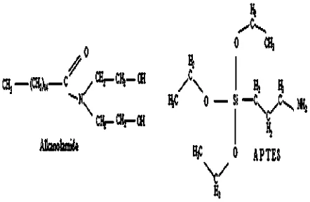 Fig. 1. Molecular structure of Alkanolamide and APTES.