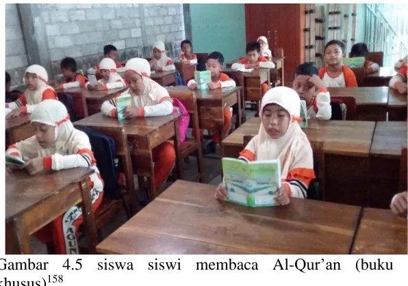Gambar 4.5 siswa siswi membaca Al-Qur’an (buku khusus)158 