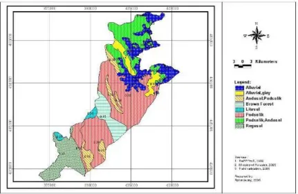 Figure 4.2.  The largest area is dominated by soil erodobility value of 0.3 (72%), which is classified as 