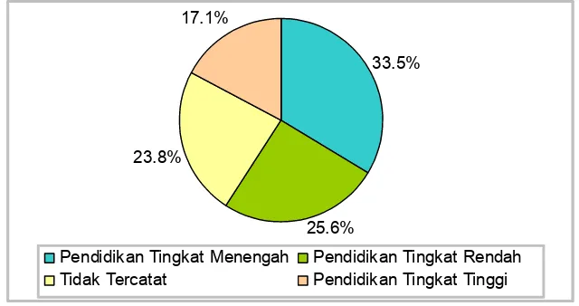 Gambar 6.6.Diagram Pie Penderita Stroke Rawat Inap Berdasarkan Pendidikan Di Rumah Sakit Haji Medan Tahun 2002-2006