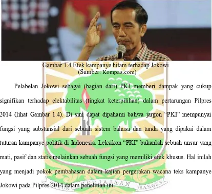 Gambar 1.4 Efek kampanye hitam terhadap Jokowi    (Sumber: Kompas.com) 