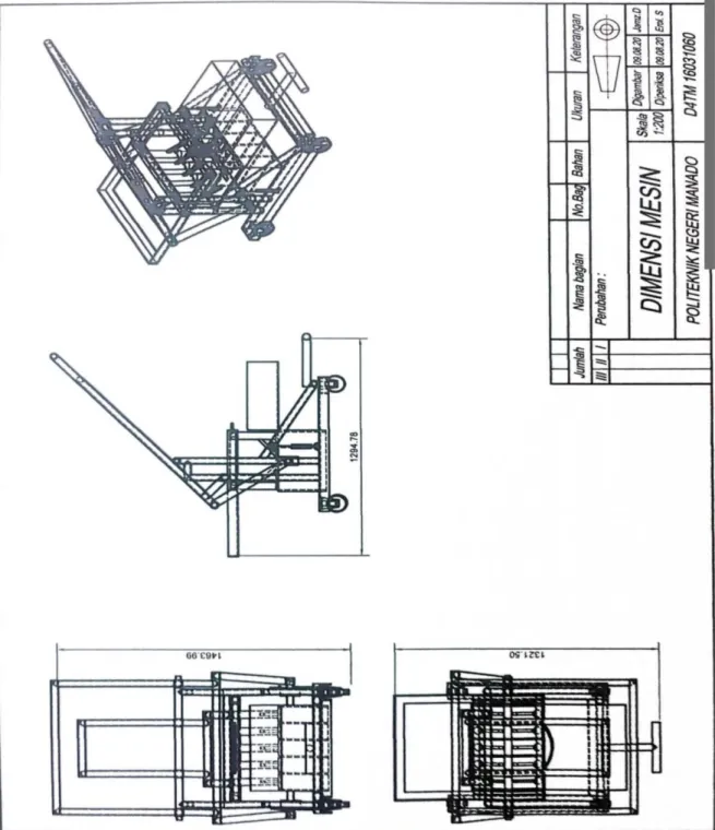 Gambar 3 Dimensi Mesin Press 