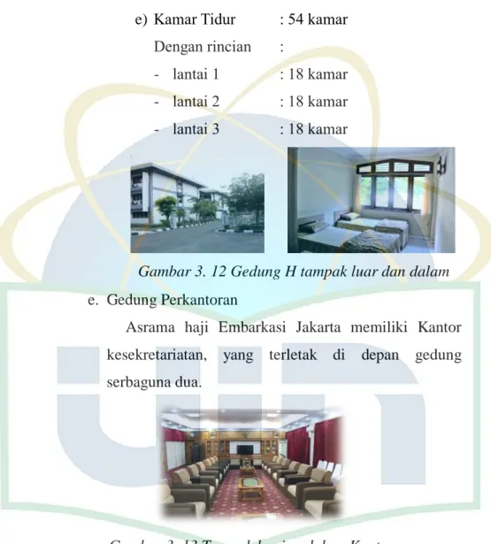 Gambar 3. 12 Gedung H tampak luar dan dalam  e. Gedung Perkantoran