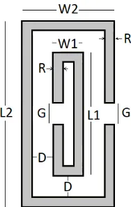 Figure 1 illustrates the CSRR design implemented throughout this paper. The CSRR appears like a rectangular ring with the thickness ground plane