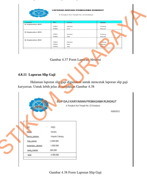 Gambar 4.38 Form Laporan Slip Gaji 