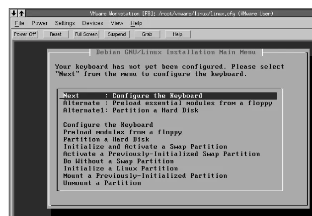 Figure 2-1: From the main installation menu, you have access to any step in the first install stage.