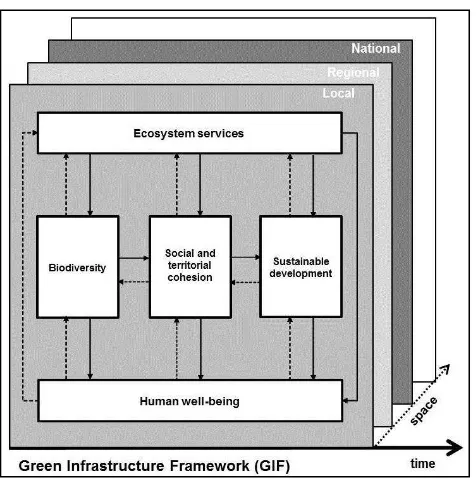 Gambar 2. Green Infrastructure Framework (Lafortezza, 2013) 