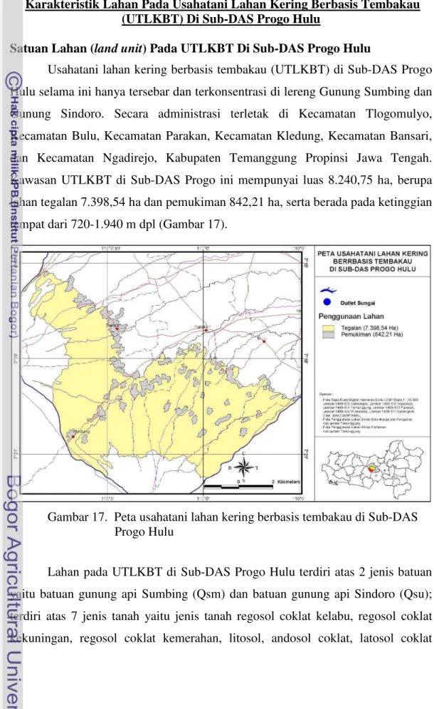 Gambar 17.  Peta usahatani lahan kering berbasis tembakau di Sub-DAS                       Progo Hulu 