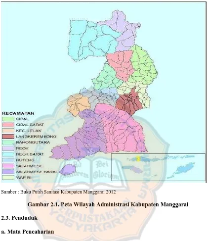 Gambar 2.1. Peta Wilayah Administrasi Kabupaten Manggarai 