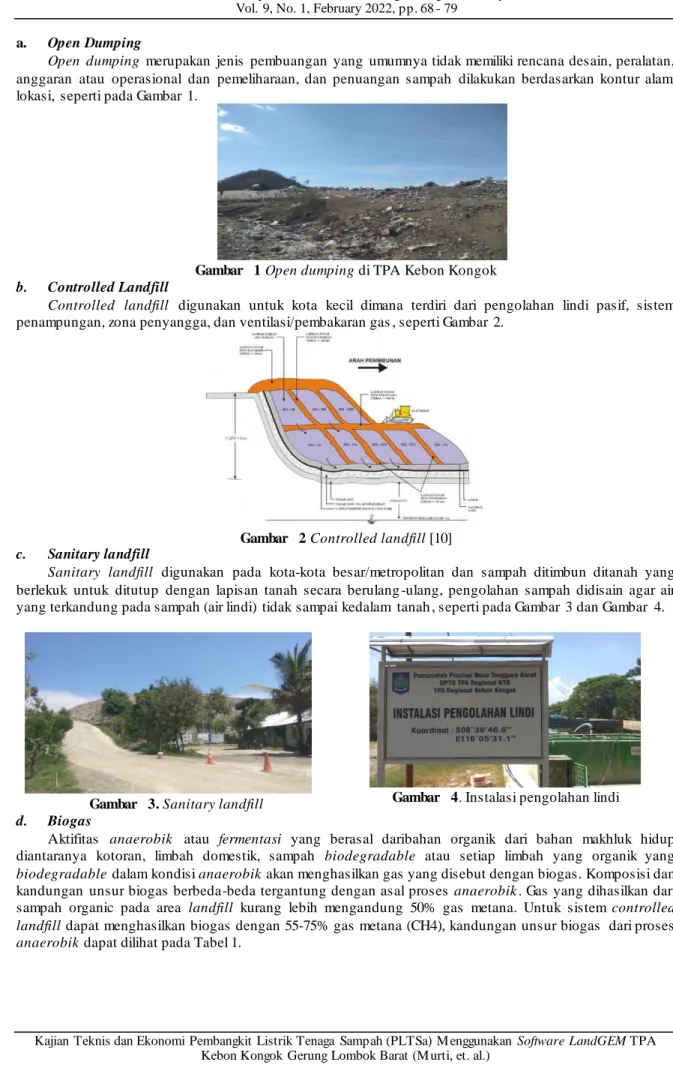 Gambar  1 Open dumping di TPA Kebon Kongok  b.  Controlled Landfill 