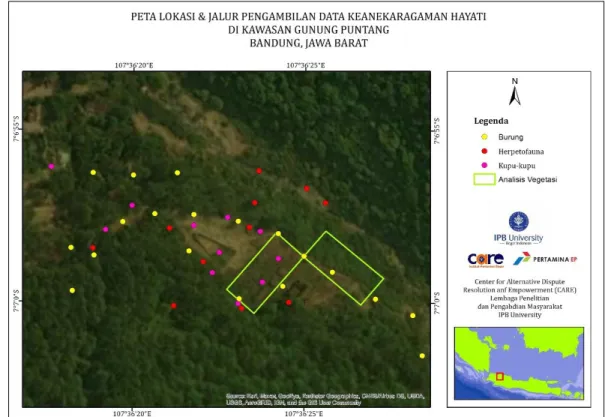 Gambar 2 Lokasi penelitian di Kawasan Wana Wisata Gunung Puntang  Alat dan Bahan 