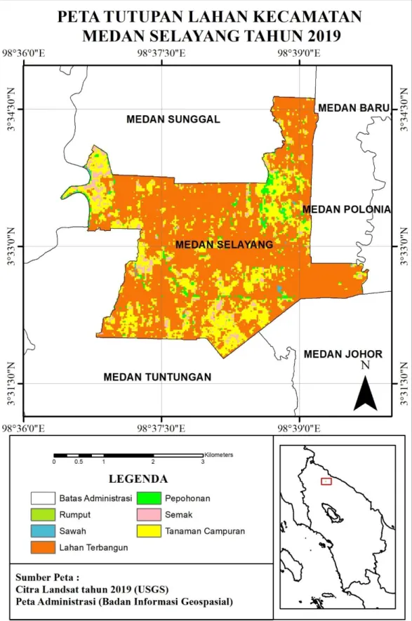 Gambar 6. Peta Tutupan Lahan Kecamatan Medan Selayang Tahun 2019 