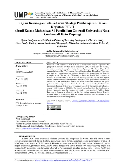 Program Studi Pendidikan Geografi, FKIP, Universitas Nusa Cendana 2 ...