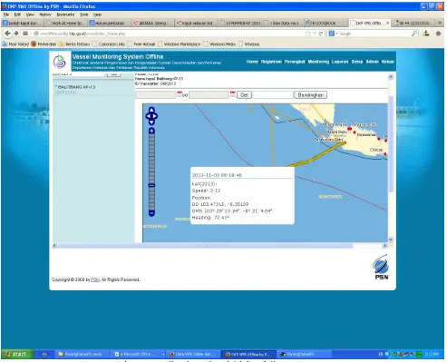 Gambar 6. Tampilan data rekam jejak kapal di server PSDKP Figure 6. Display of vessel tracking data in PSDKP server 