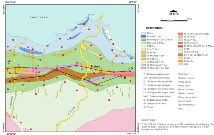 Gambar 2.  Peta Geologi Kuarter daerah Brebes dan sekitarnya, Jawa Tengah.
