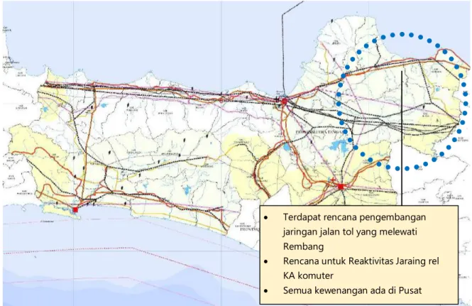 Gambar  Rencana Struktur Ruang Nasional untuk Kabupaten Rembang  Sumber : PP Nomor 13 Tahun 2017 tentang Perubahan Atas Peraturan Pemerintah 