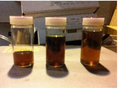 Gambar 3. Contoh minyak yang dihasilkan dari plastik jenis HDPE (dokumenpribadi)