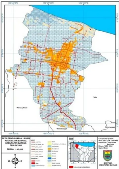 Tabel 2. Penggunaan Lahan Kecamatan Batang Berdasarkan  Interpretasi Citra Satelit Tahun 2000 