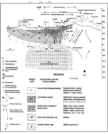 Gambar 5. Penampang geologi (W-E) area Kamojang (Sudarman, 1983) 