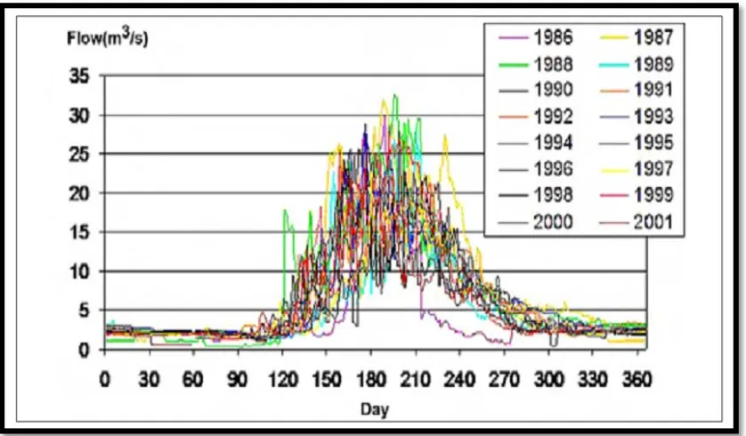 Gambar 3. 1 Hidrograf dari data sepanjang 16 tahun 