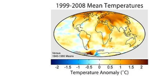 Gambar II.1. Anomali suhu permukaan rata-rata selama periode 1999 sampai 2008