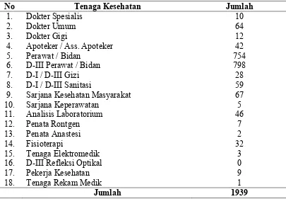 Tabel 4.1. Sumber Daya Tenaga Kesehatan Kabupaten Bireuen 