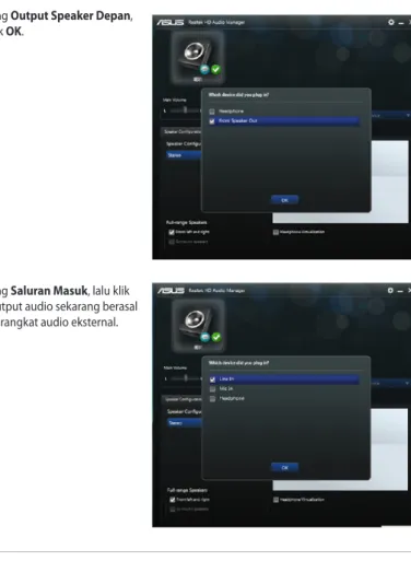 Gambar layar Manajer Audio di atas hanya sebagai acuan.