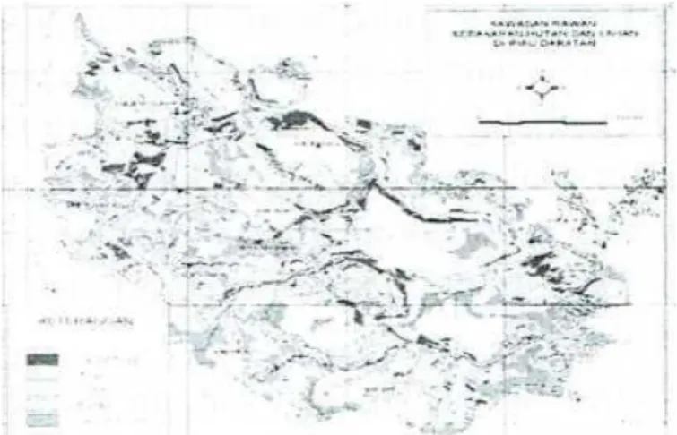 Gambar 4. 6. Peta Kawasan Rawan Kebakaran Hutandan Lahan di Propinsi Riau  (Bapedal. 2008) 