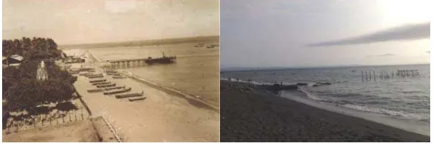 Gambar 2. Pelabuhan Ampenan tahun 1940-an (kiri) dan tahun 2009 (kanan). Sumber: Badan Arsip NTB 