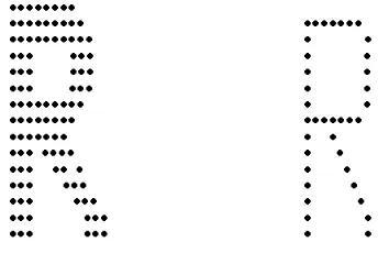 gambar 2.3 adalah huruf "R" dan hasil polanya menjadi rangka "R" 