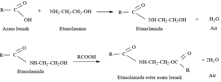 Gambar 2.9. Reaksi Pembentukan Alkanolamida menjadi Etanolamida      berlebih.