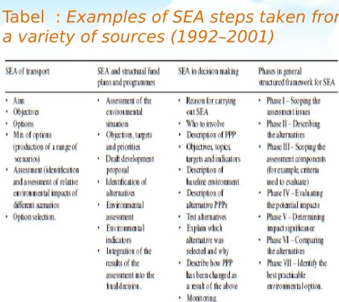 Tabel  : Examples of SEA steps taken from 