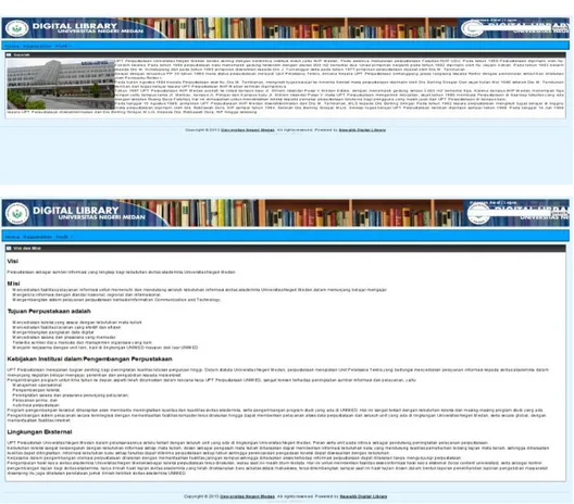 Gambar 3.3. Tampilan Menu Profil di OPAC  Pada menu profil terdapat sub menu sejarah dan visi misi