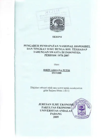 PENGARUH PENDAPATAN NASIONAL DISPOSIBEL DAN TINGKAT SUKU BUNGA RIIL ...