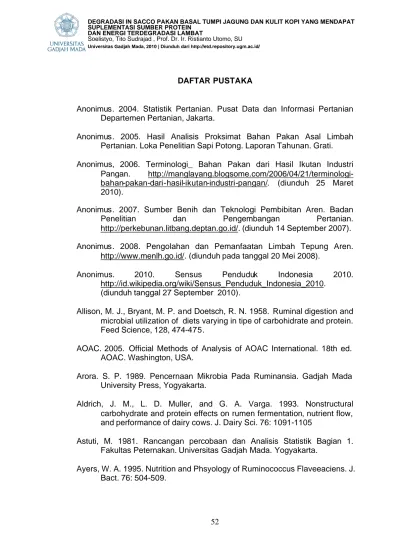 DAFTAR PUSTAKA. Anonimus Statistik Pertanian. Pusat Data Dan Informasi ...